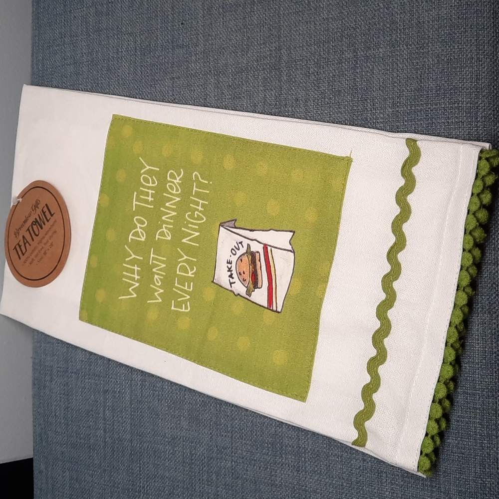 Kitchen Dish Towel Funny Why Do They Need Dinner Every Night? Mom Dad Gift NWT